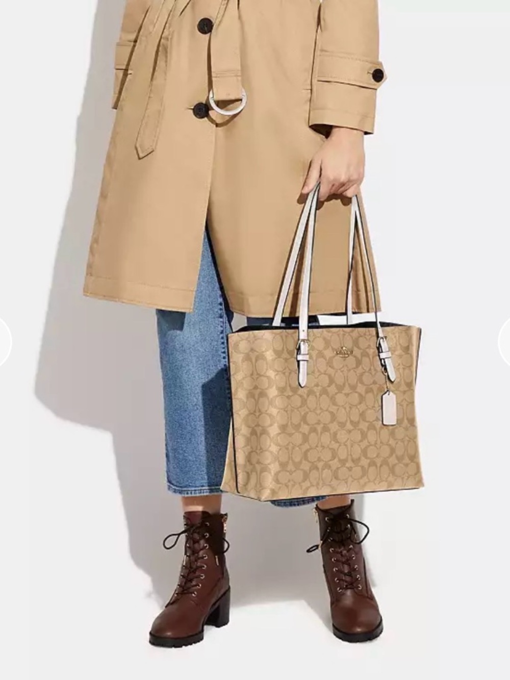 Coach Beige Signature Mollie Jacquard Tote - Picture 4 of 8